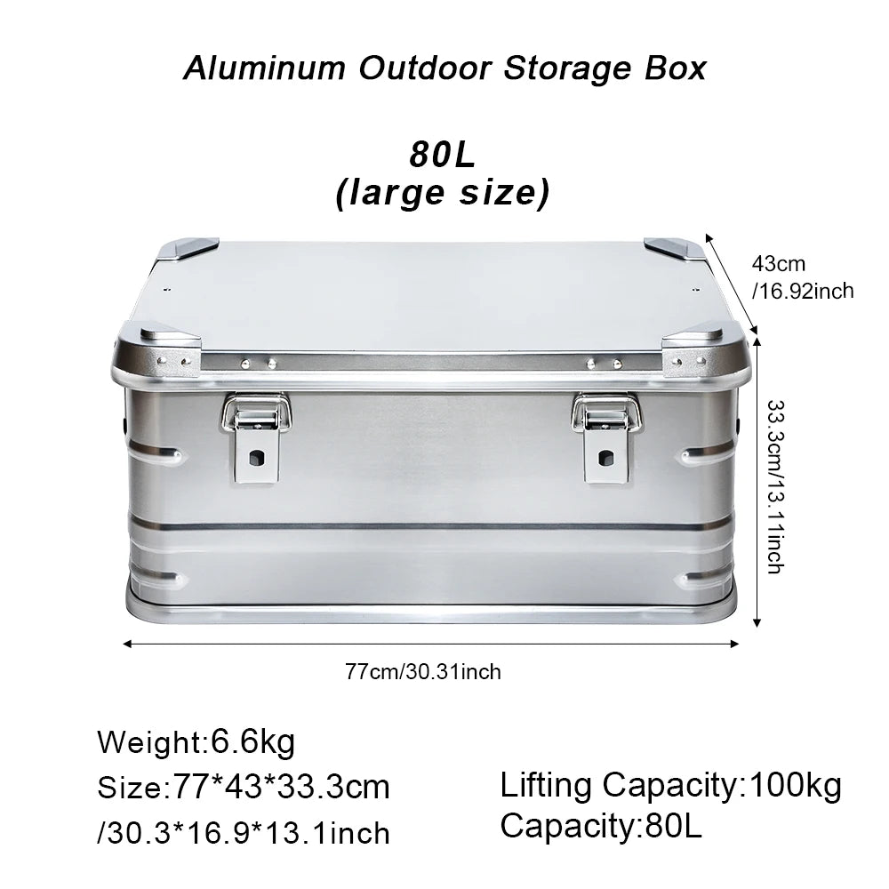 60-80l Outdoor Storage Box Camping Picnic Travel Aluminum