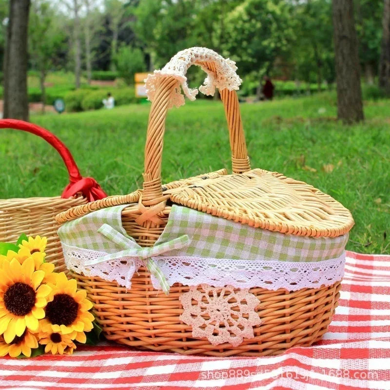 Camping Picnic Fruit Baskets Food Organizer Handmade Big