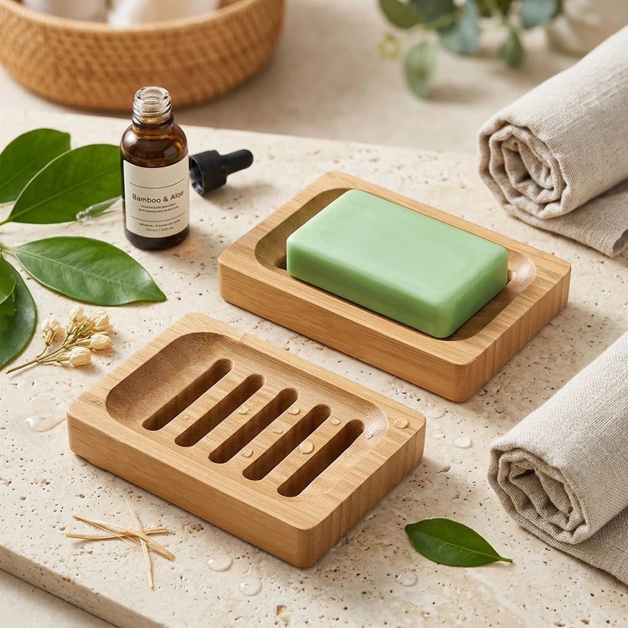 1/2pcs Bamboo Soap Holder Shower Wooden Soap Holder