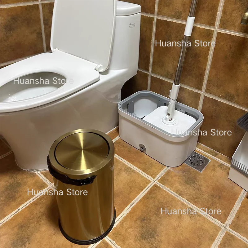 Stainless Steel Trash Can Gold Bathroom Bedroom Recycle