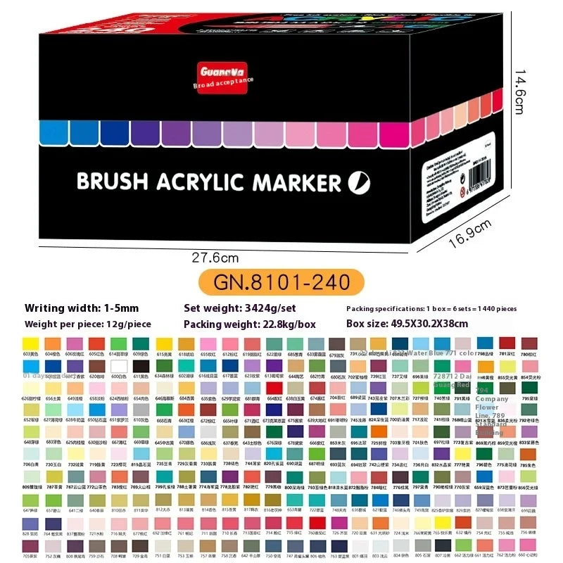 12-240 Colors Acrylic Paint Pens Pencil Brush Markers