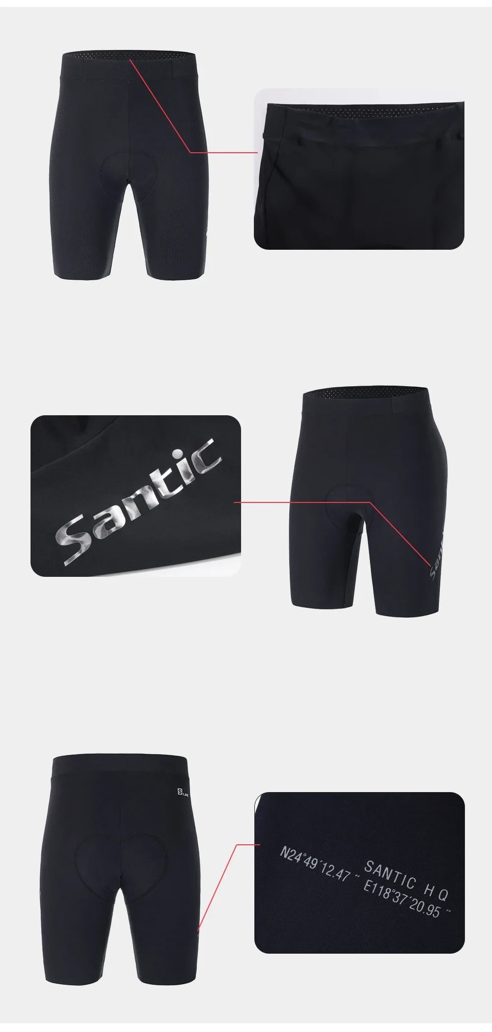 Santic Men Cycling Shorts Summer Breathable Half-Pants 4d