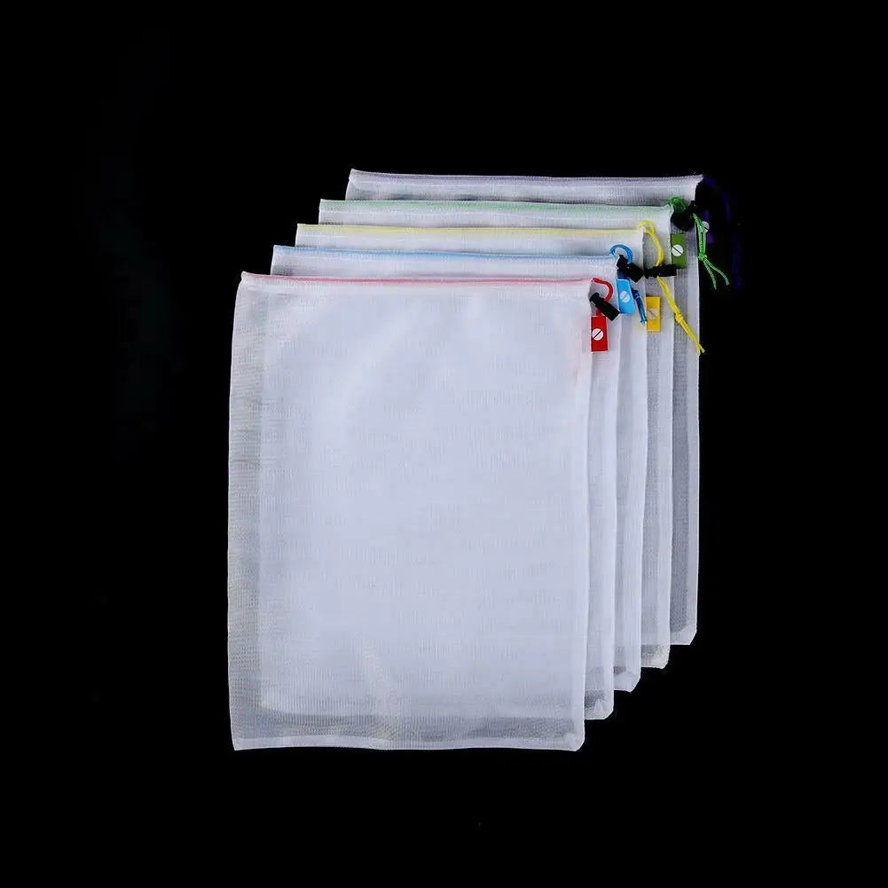 5pcs Fruit Vegetable Storage Mesh Bags Reusable Net