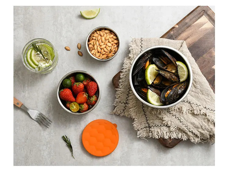 Stainless Steel Food Storage Box Silicone Lid Lunch