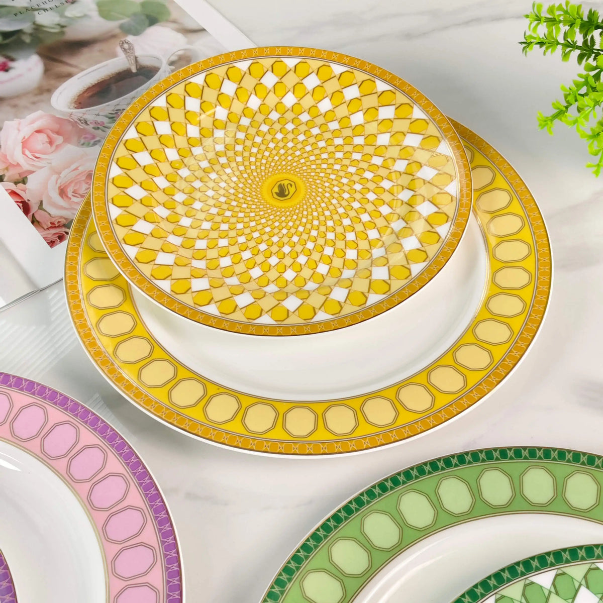 2pcs 10 Inch Bone China Tableware Dish Cake