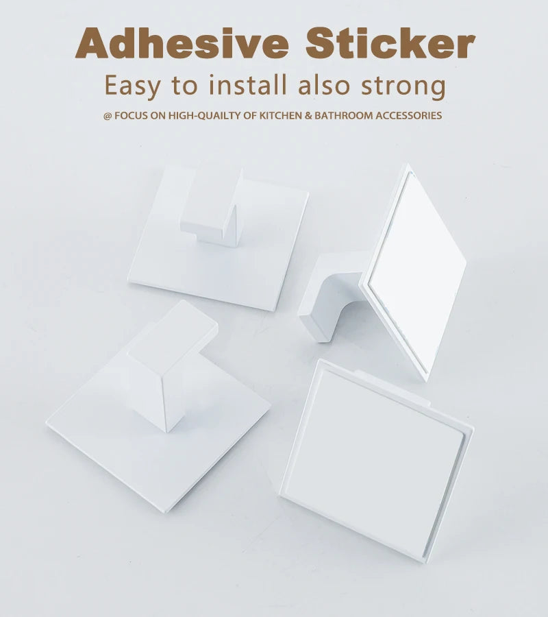 White Wall Hook Adhesive Towel Holder No Drill