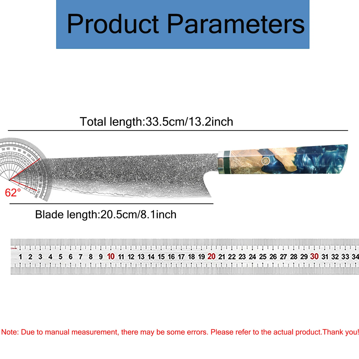 67 Layer Damascus Steel Kiritsuke Knife Meat Chef