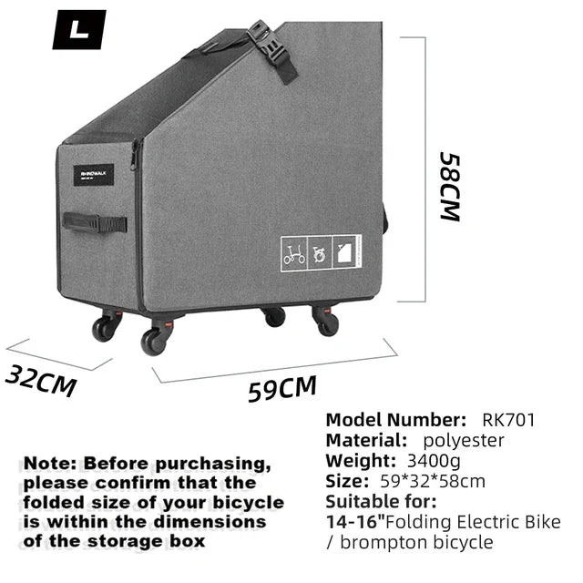 Rhinowalk Folding Bike Storage Box Quick Release Wheel