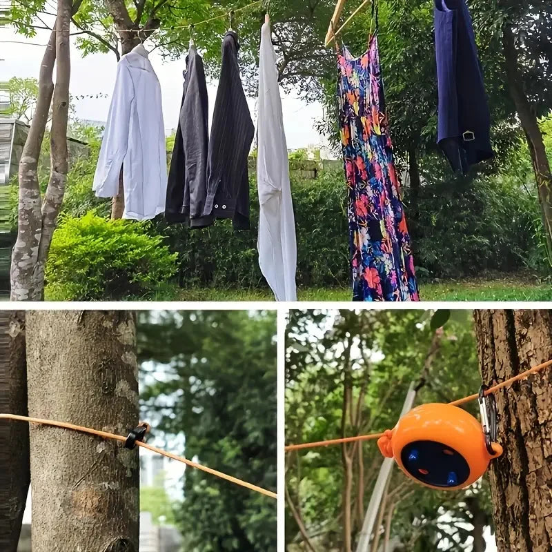 Outdoor Retractable Clothesline Adjustable 32ft/10m Camping