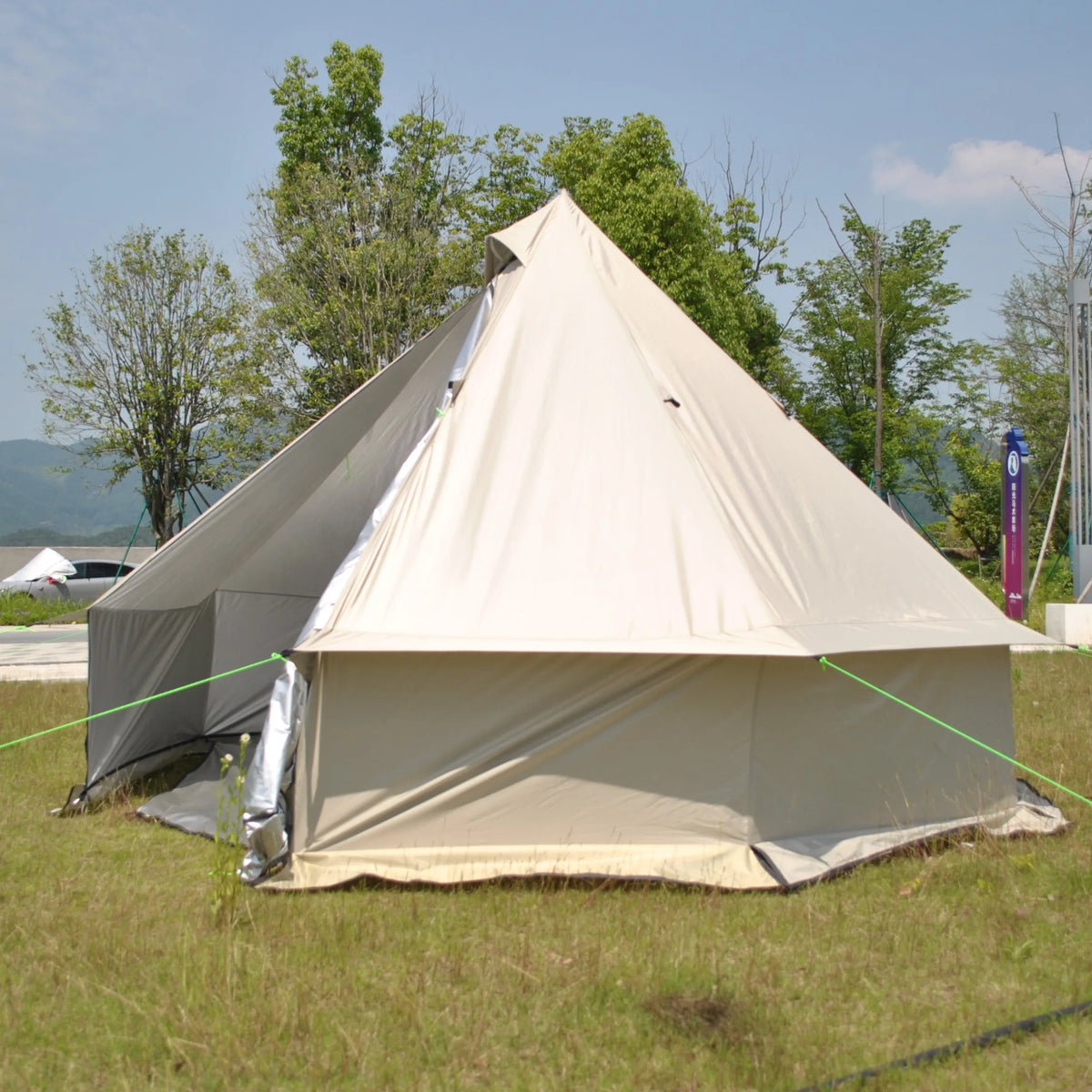 Person Large Pyramid Tent Four Seasons Camping Chimney