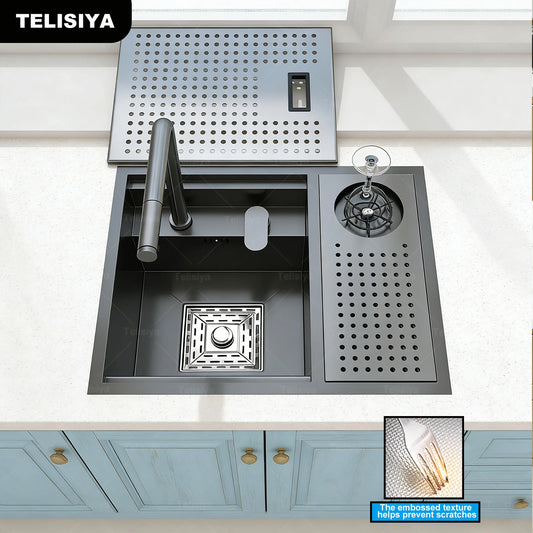 Hidden Sink Stainless Steel Bar Sinks Apartment Embossed
