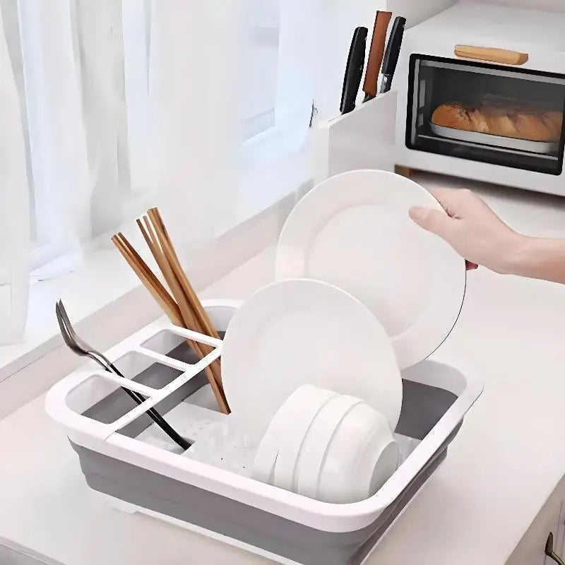 Collapsible Dish Drying Rack Foldable Dinnerware Drainer