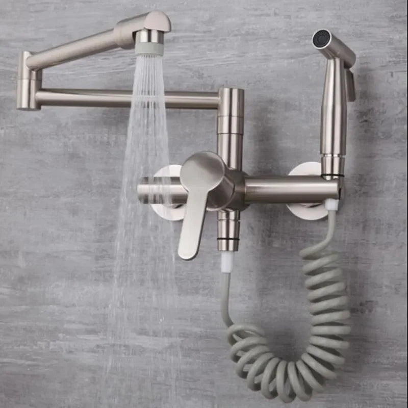Black Sink Mixer 304 Sus Wall Mounted Foldable