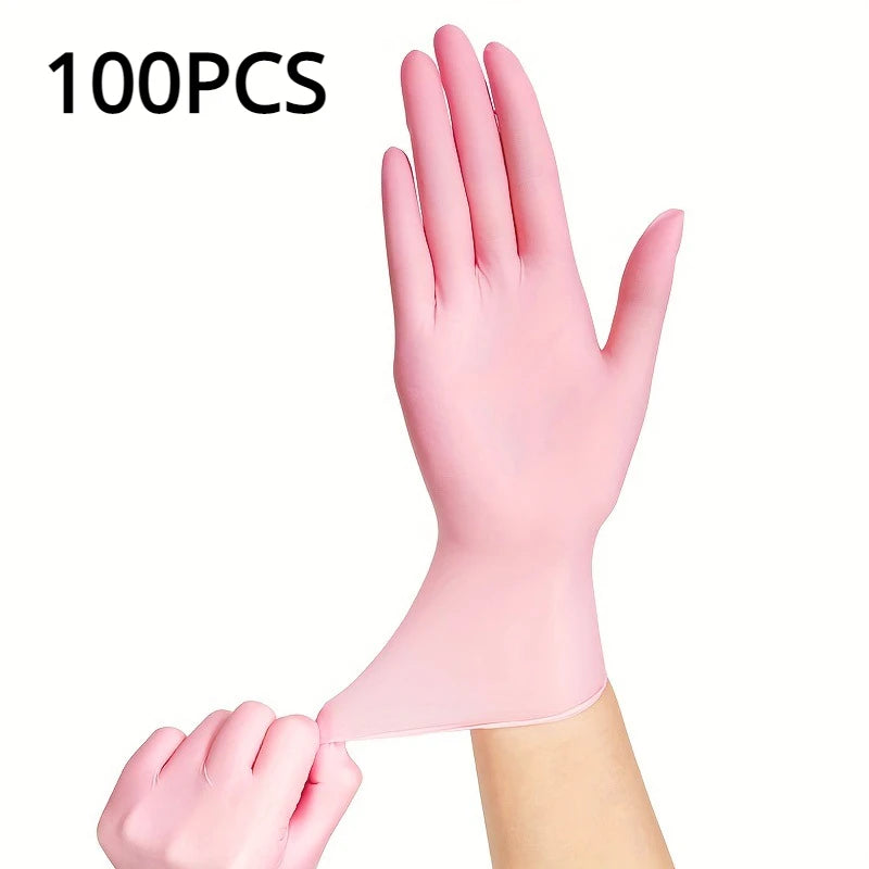 100/50/20pcs Light Pink Disposable Nitrile Gloves Waterproof