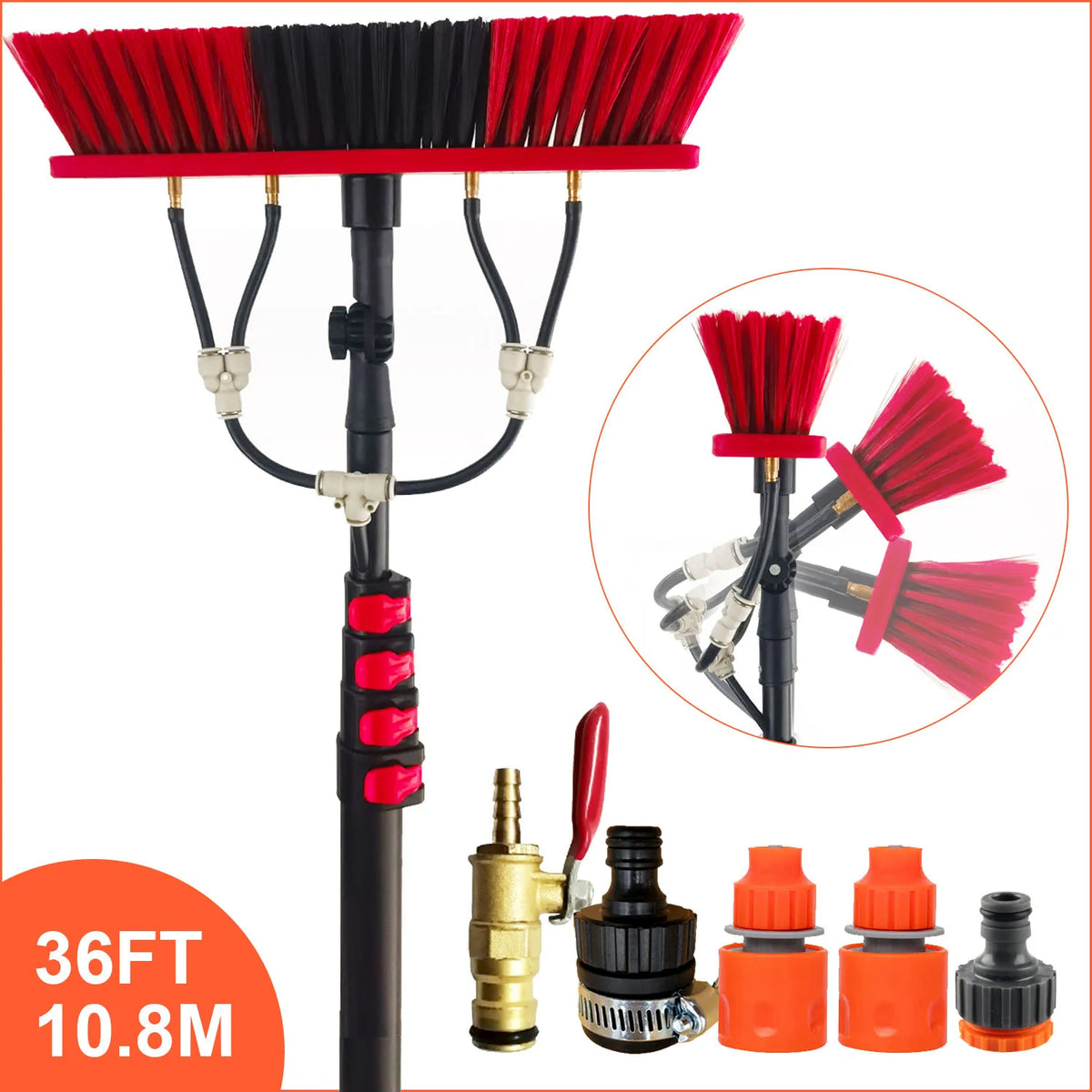 Water Fed Telescopic Pole Telesbrush Window Solar Photovoltaic