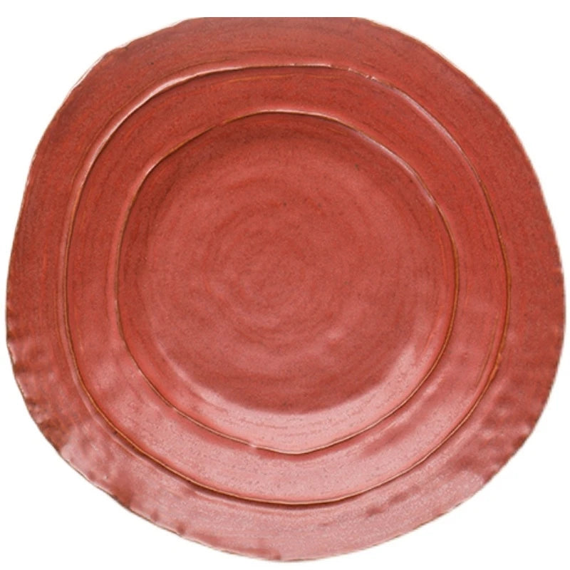 Handmade Stoneware Irregular Ceramic Plates Bowls Art Dish