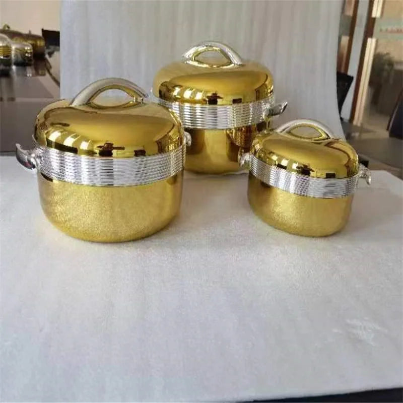 3pcs/ Set/1/ 2/3 Liter Food Warmer Gilded Lunch