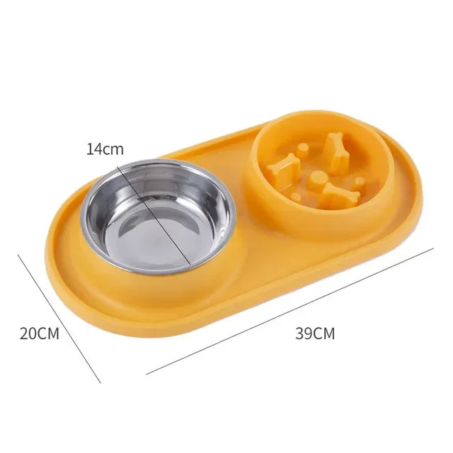 Dog Double Bowl Silicone Mat Cat Pet Food