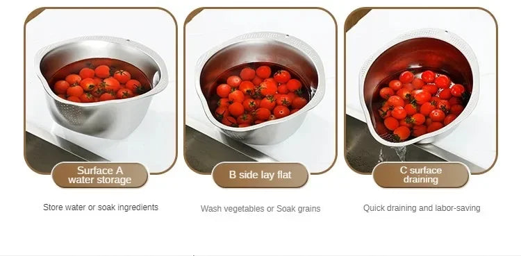 Rice Washer Strainer Bowl Stainless Steel 304 Rice