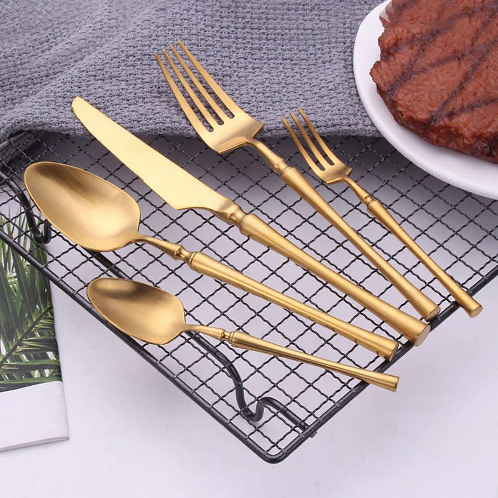 Pieces Knife Fork Spoon Gold Cutlery Complete Stainless