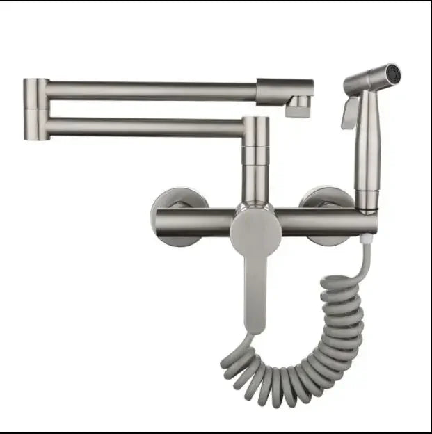 Black Sink Mixer 304 Sus Wall Mounted Foldable