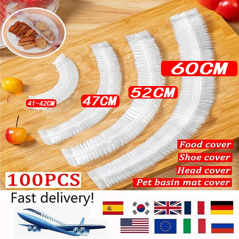 50 Pieces Disposable Food Cover Plastic Wrap Food