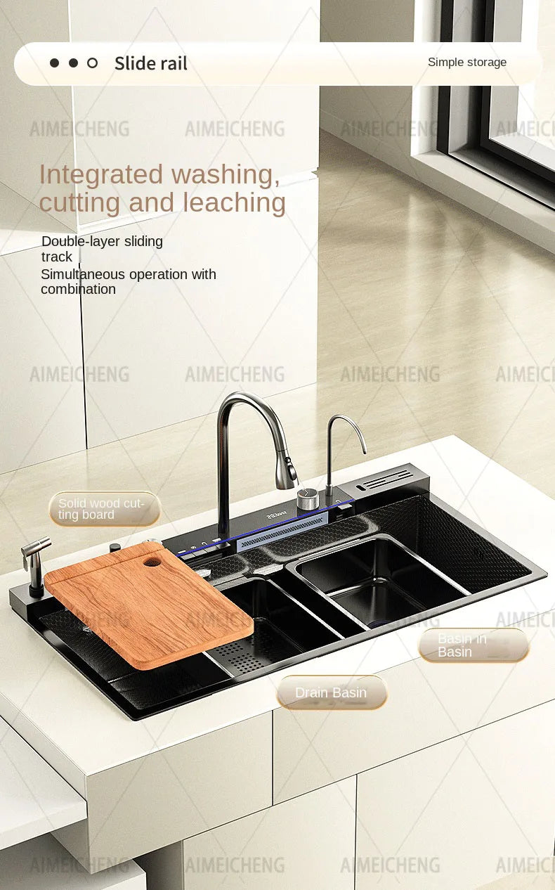 Smart Piano Key Waterfall Large Sink 304 Stainless
