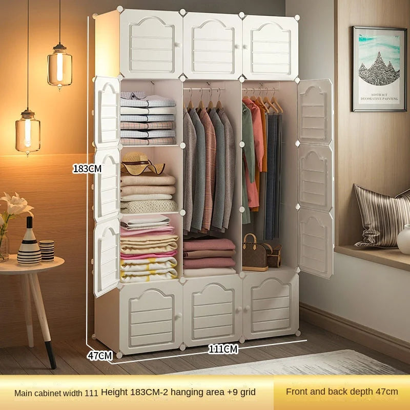 Bedroom Dustproof Clothes Cabinets Plastic Collapsible Durable