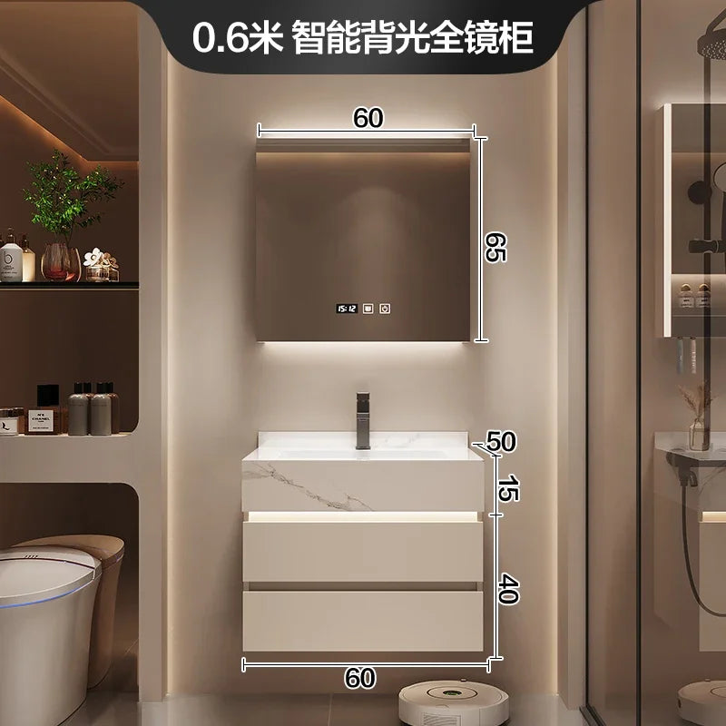 Partitions Storage Bathroom Cabinet Organizer Mirror Wall Shelves