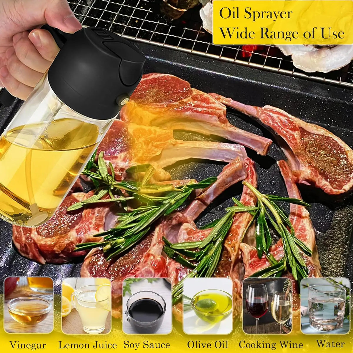 2in1 500ml Glass Oil Sprayer Olive Oil Spray