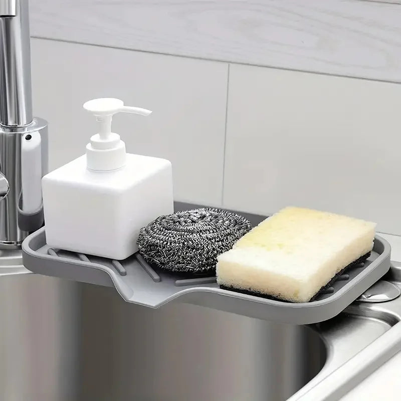 Sink Silicone Tray Drain Soap Sponge Storage Holder