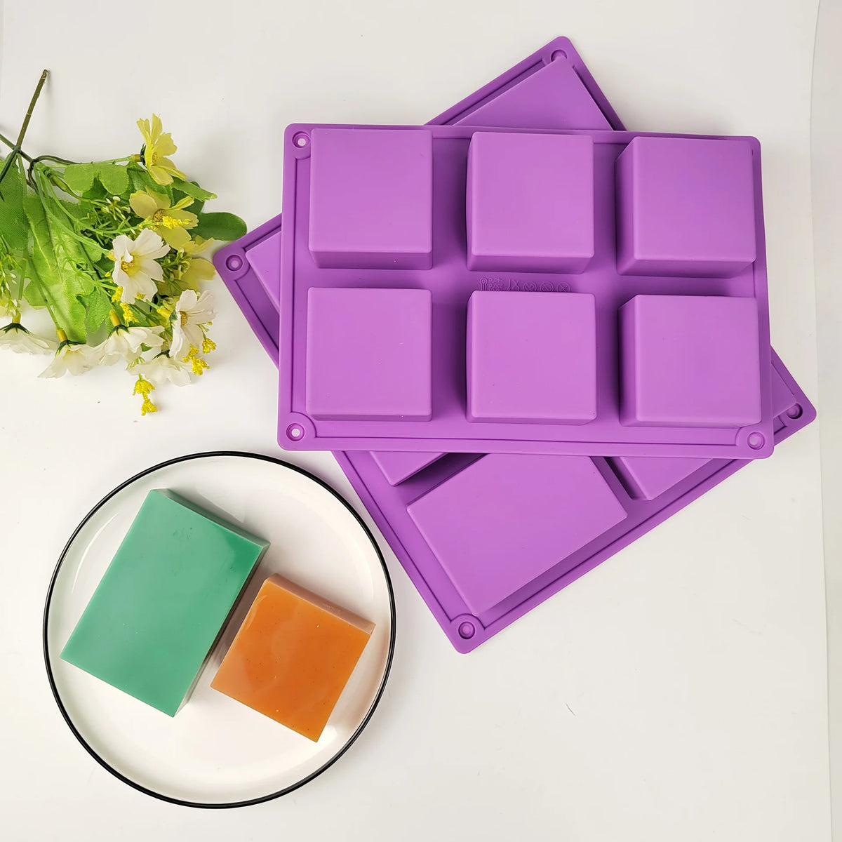 Handmade Holes Lovely Square Silicone Soap Mold Soap