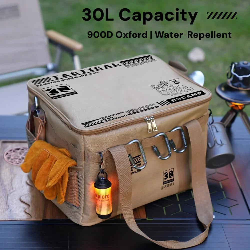 30l Camping Cookware Storage Bag Waterproof Outdoor Organizer