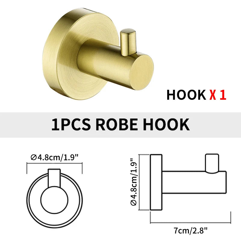 Brushed Gold Bathroom Towel Rack Toilet Brush Roll