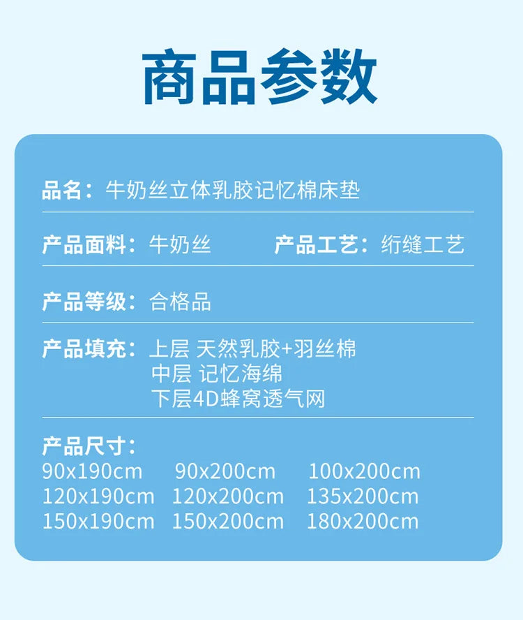 Latex Memory Foam Mattress Soft Pad Bed Bedroom