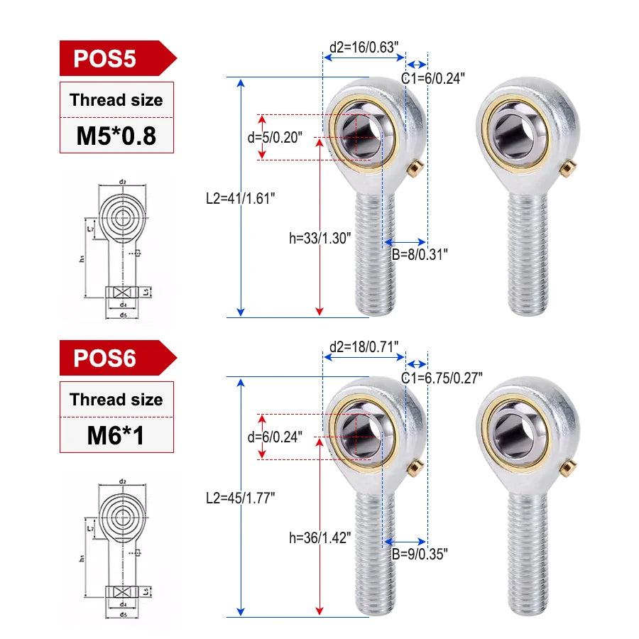 Rod End Joint Bearing Pos5-Pos30 Domestic Fisheye Grease