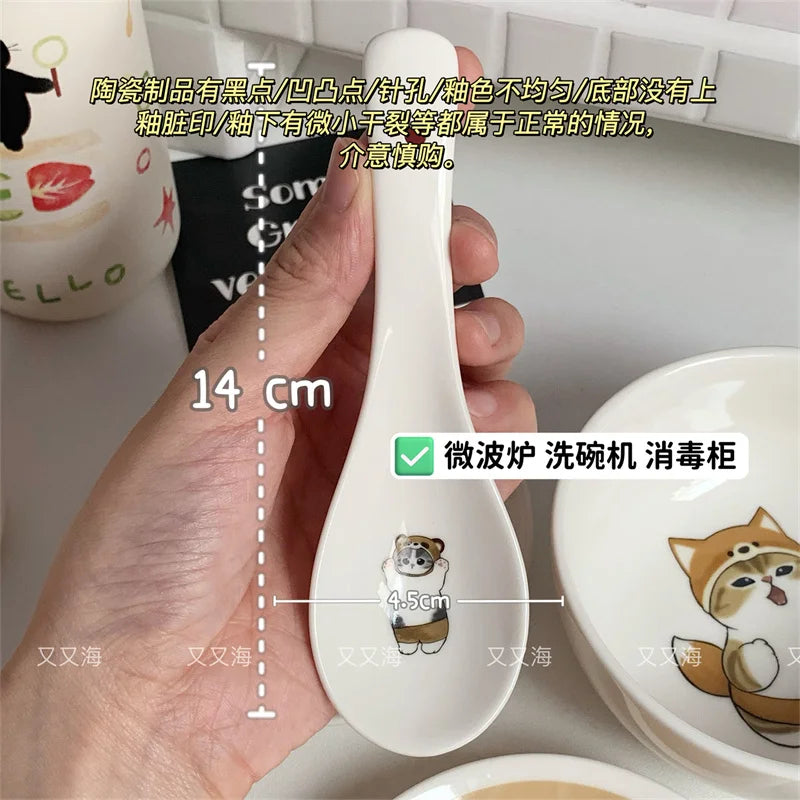Adorable Ceramic Shark Dinnerware Small Bowl Soup Spoon