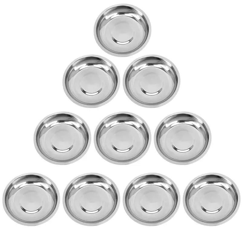 10pcs Dish Sauce Dipping Plate Bowls Stainless Steel