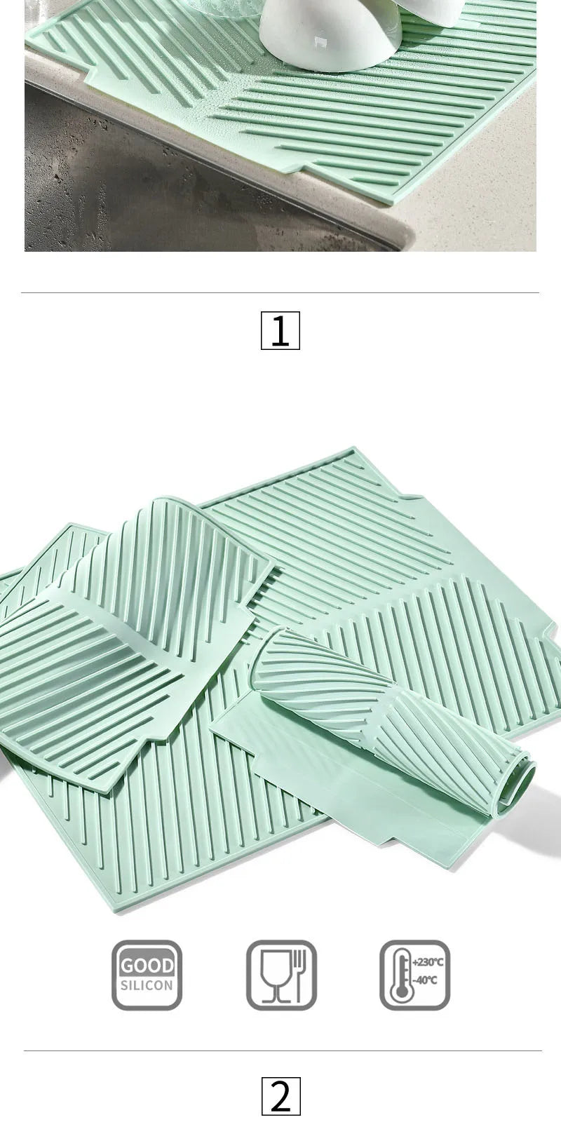 1pc Silicone Dish Drying Pad Non-Slip Dish Drying