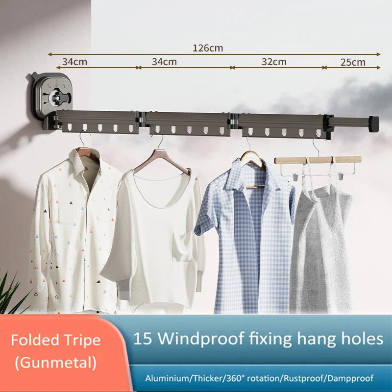 Retractable Drying Rack Suction Cup No Punching Aluminum