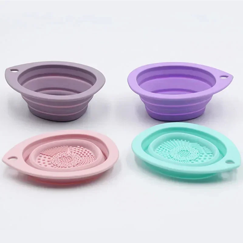Silicone Makeup Brush Cleaner Folding Powder Puff Cleaning