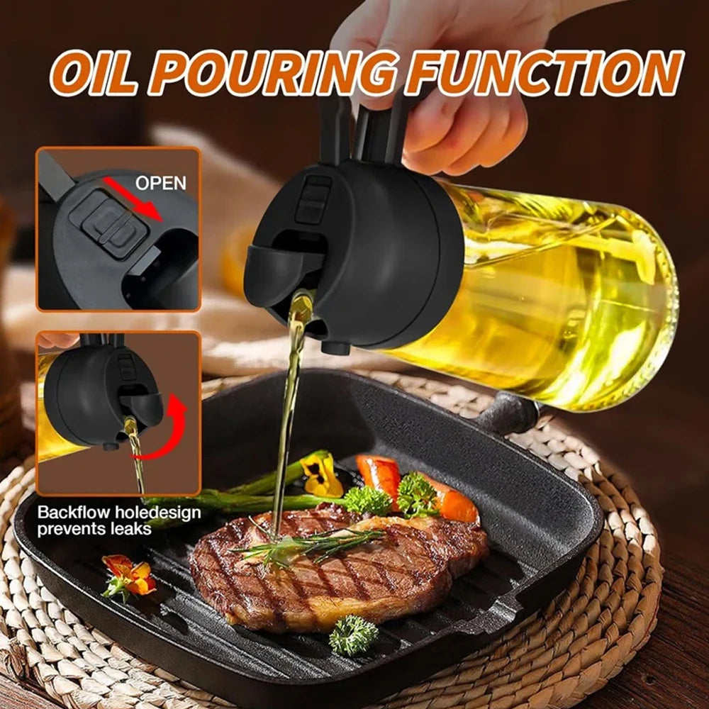 1-4pc 2-In-1 Sprayer Pourer Oil Empty Bottle Plastic