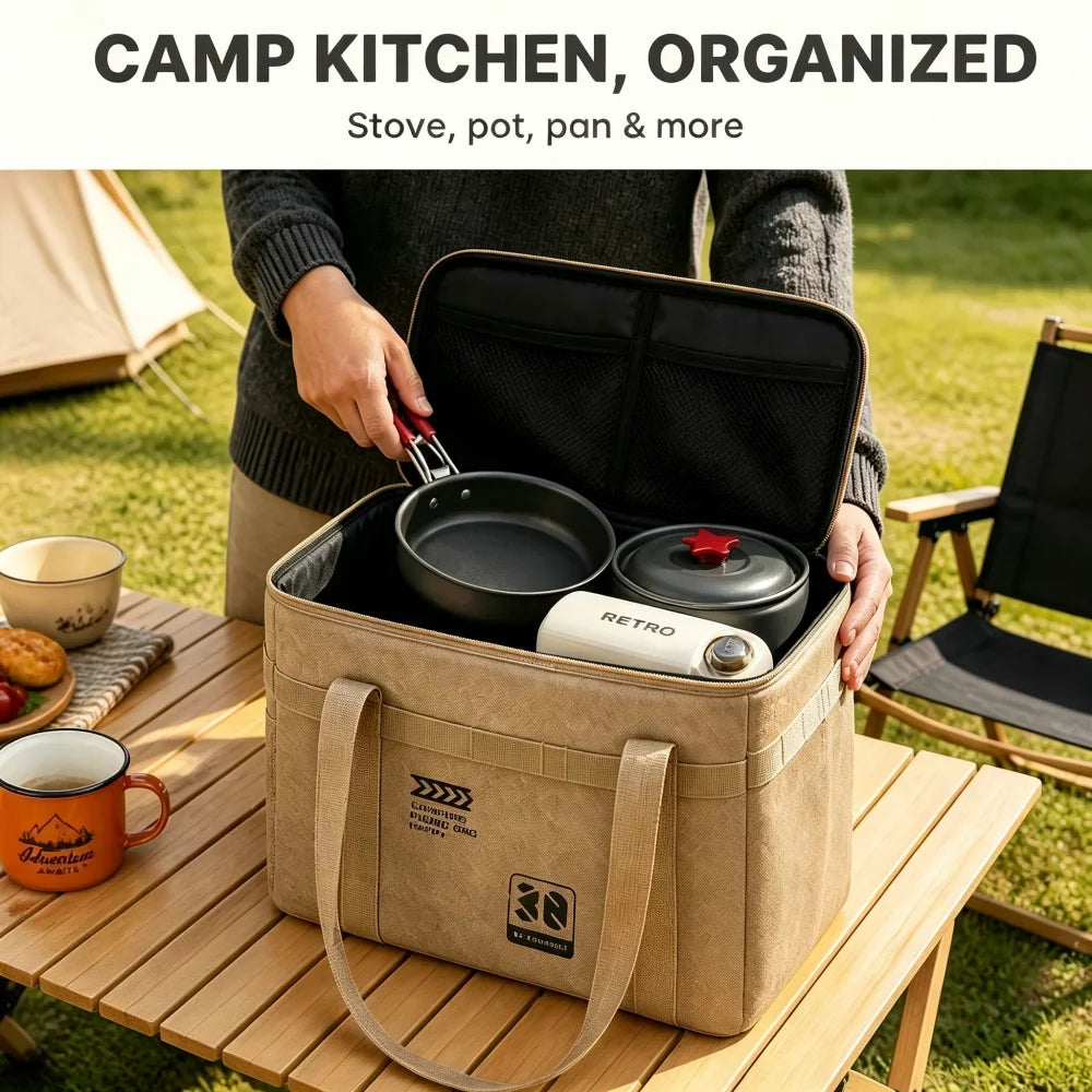 30l Large Capacity Camping Cookware Storage Bag Waterproof