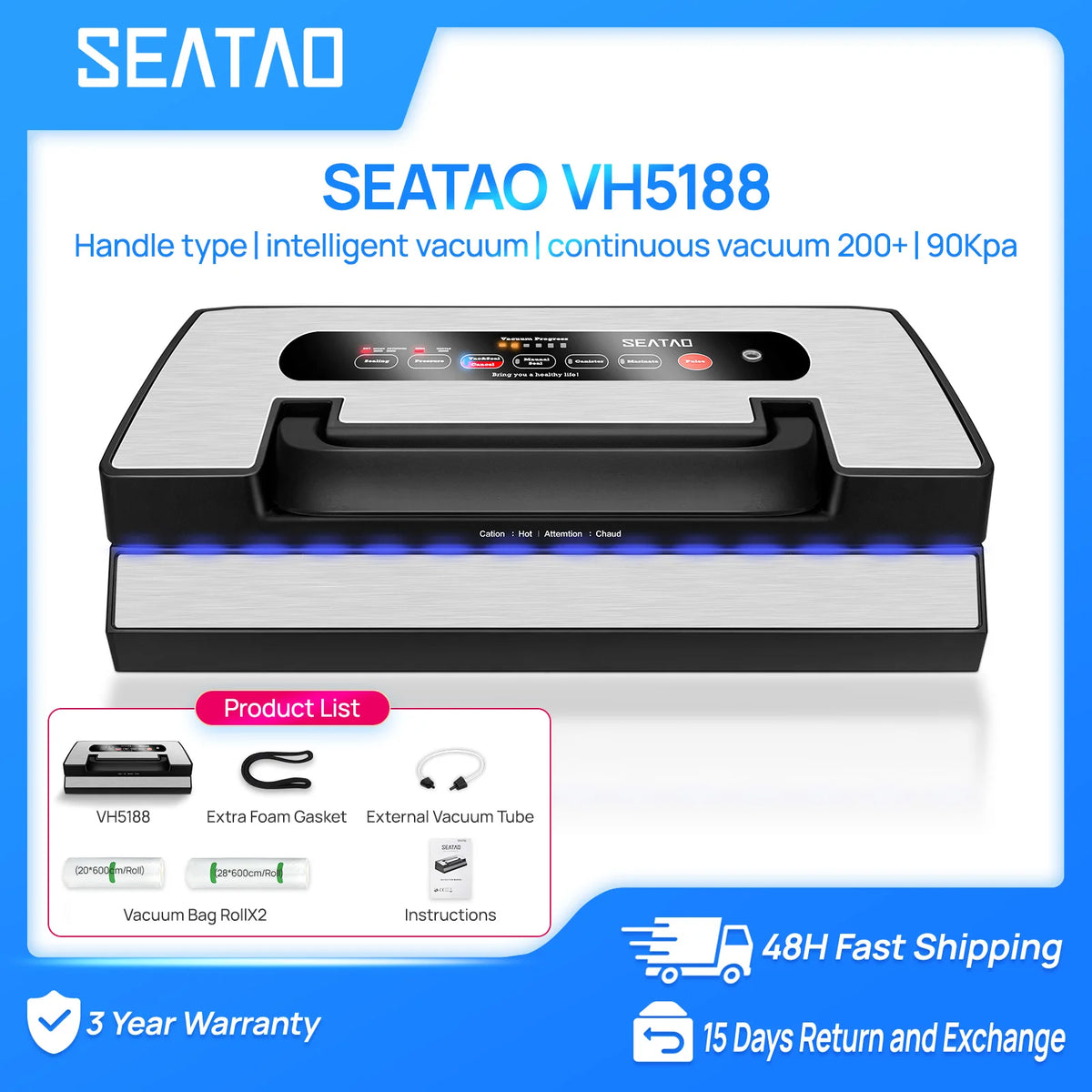 Seatao Vh5188 Vacuum Packing Machine Built In Cutter&Storage
