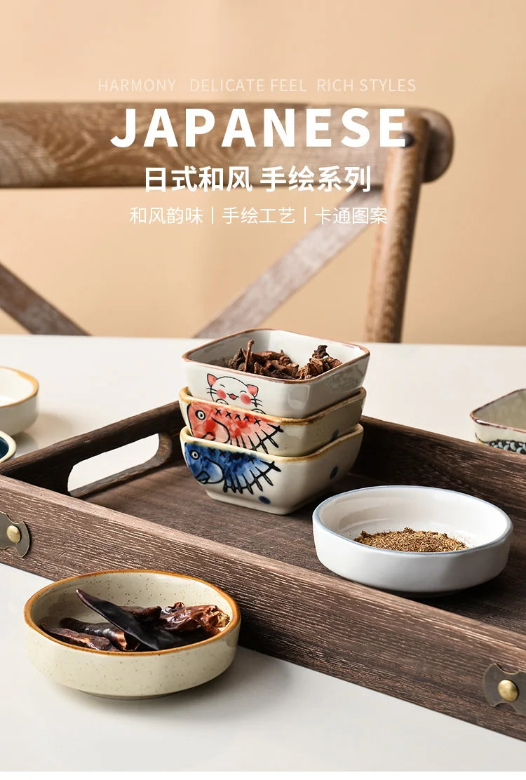1pc Flavorful Japanese Ceramic Small Dish Square Dip
