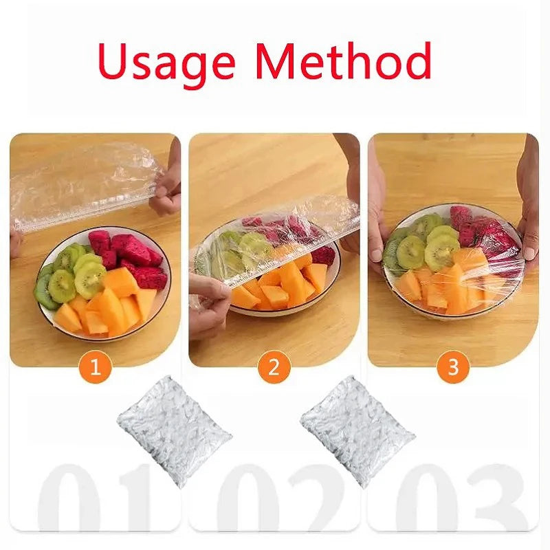 50 Pieces Disposable Food Cover Plastic Wrap Food