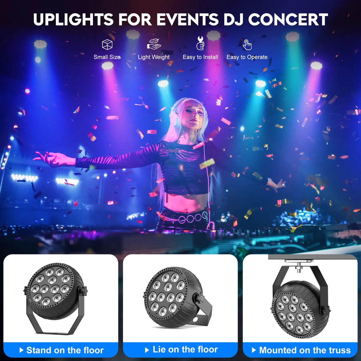 Somspot 4pcs Led Rgb Par Lights Storage Bag