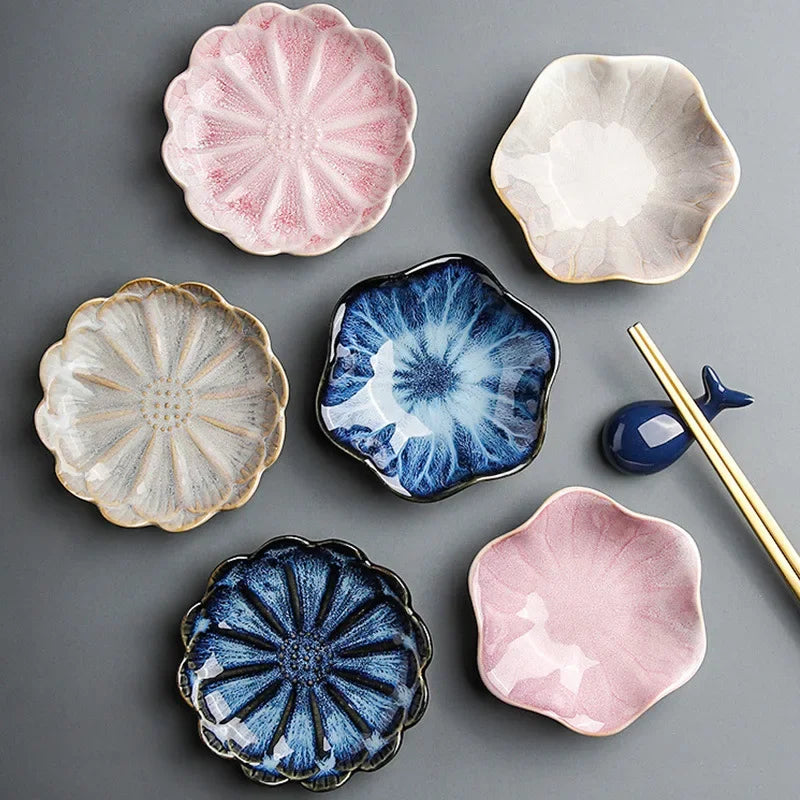Japanese Ceramic Plate Retro Kiln Glaze Barbecue Mini
