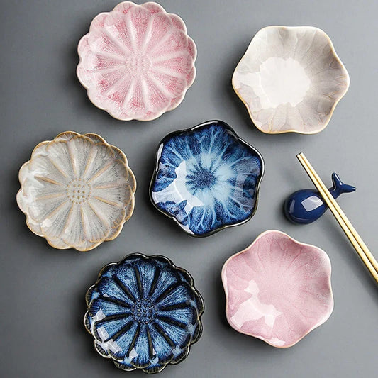 Japanese Ceramic Plate Retro Kiln Glaze Barbecue Mini