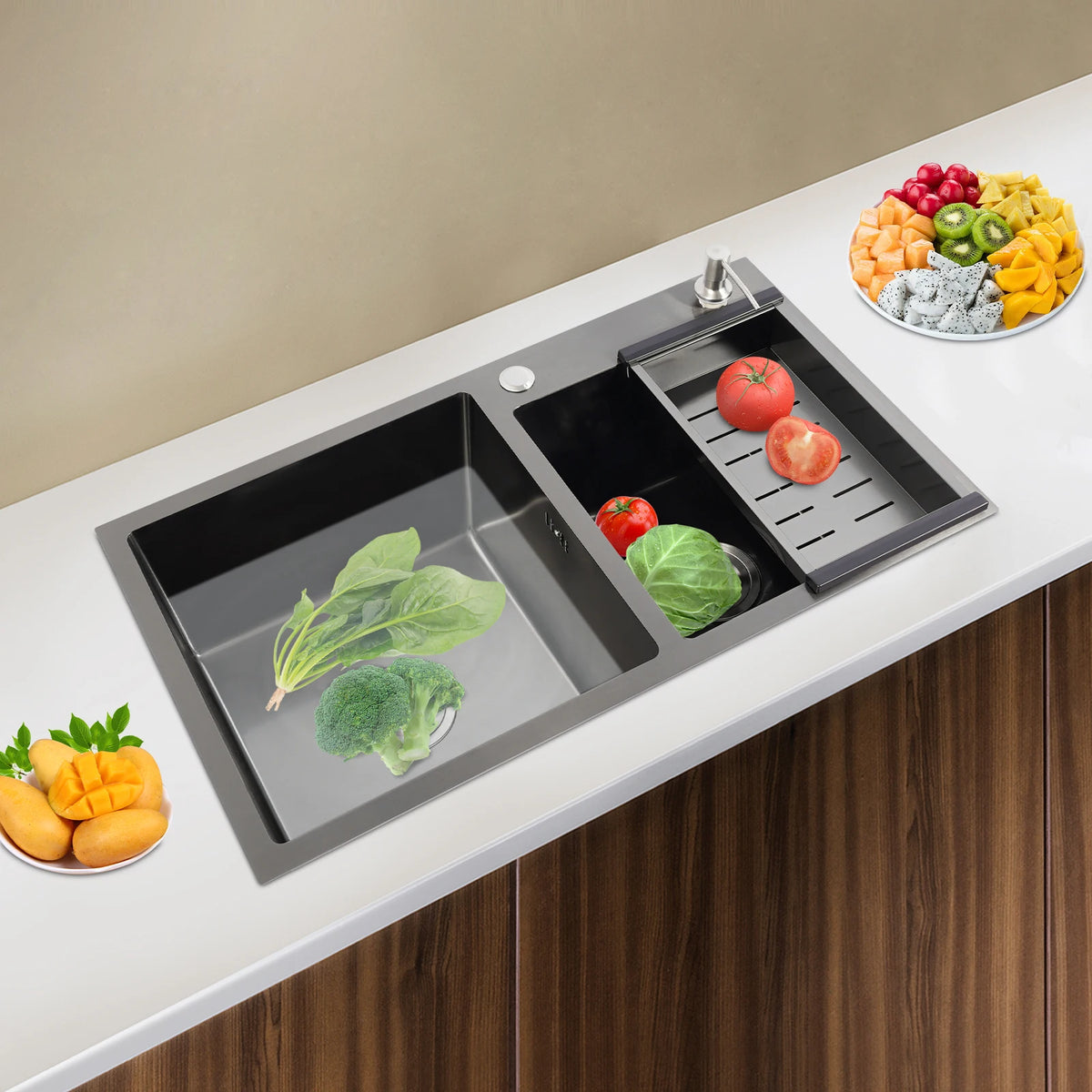 Black 304 Stainless Steel Sink Double Bowl Sink